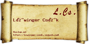 Lőwinger Csák névjegykártya
